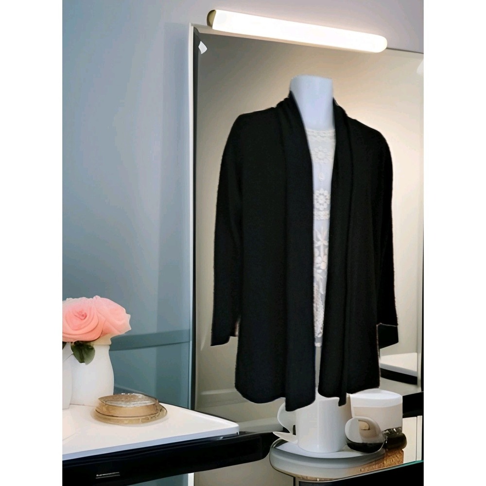 Dreamers by Debut Cardigan Sweater XL/XXL Black Open Front Shawl Collar Casual